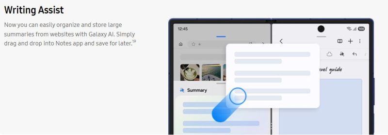Samsung Galaxy Z Fold 7- Writing Assist